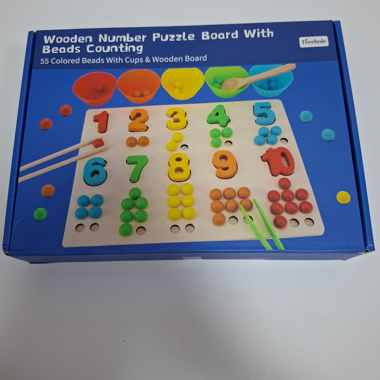 Wooden Number Puzzle Board Beads Counting