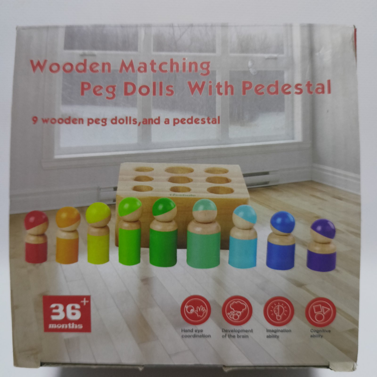 Wooden Matching Peg Dolls with Pedestal – دمى خشبية للمطابقة مع قاعدة